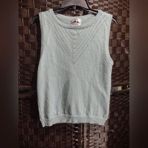 Winters Gone Farm Baby Alpaca Mint Green V-neck Sweater Vest Women's L
